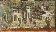 unknow artist Wall painting of houses at noon from Pompeii painting
